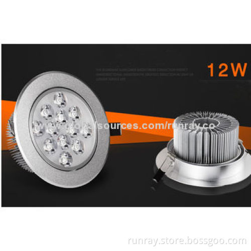 12W LED Downlight, 85-265V AC/Isolated Driver, Epistar/Bridgelux Chip, 80Ra CRI, CE/RoHS Marks